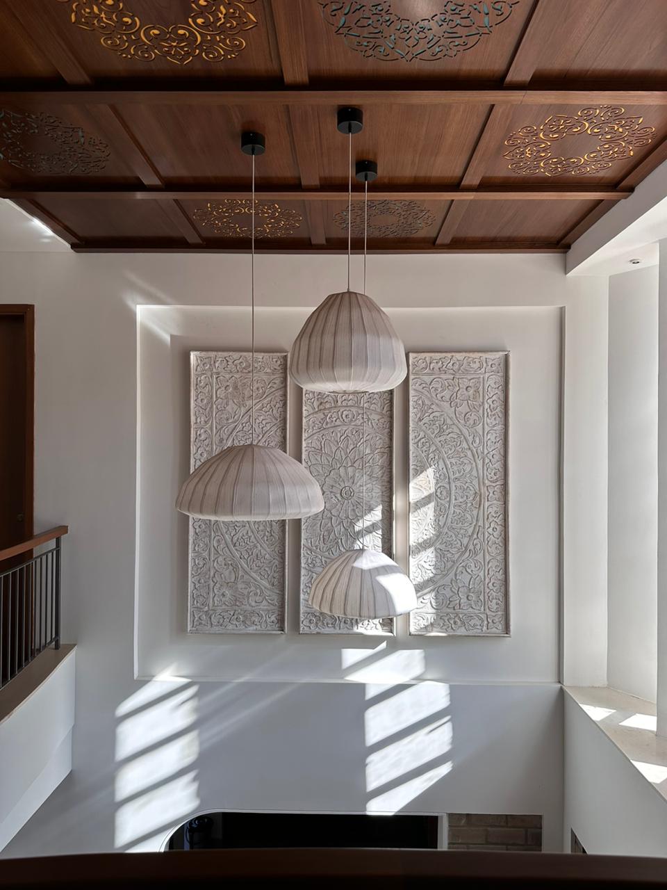 Thrice - Three Wooden Carved Panel Solid Mango Wood