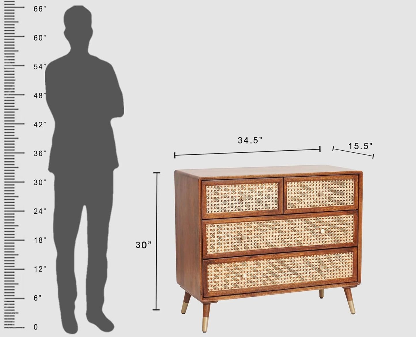 Rattan - Chest Of Drawer Sheesham Wood