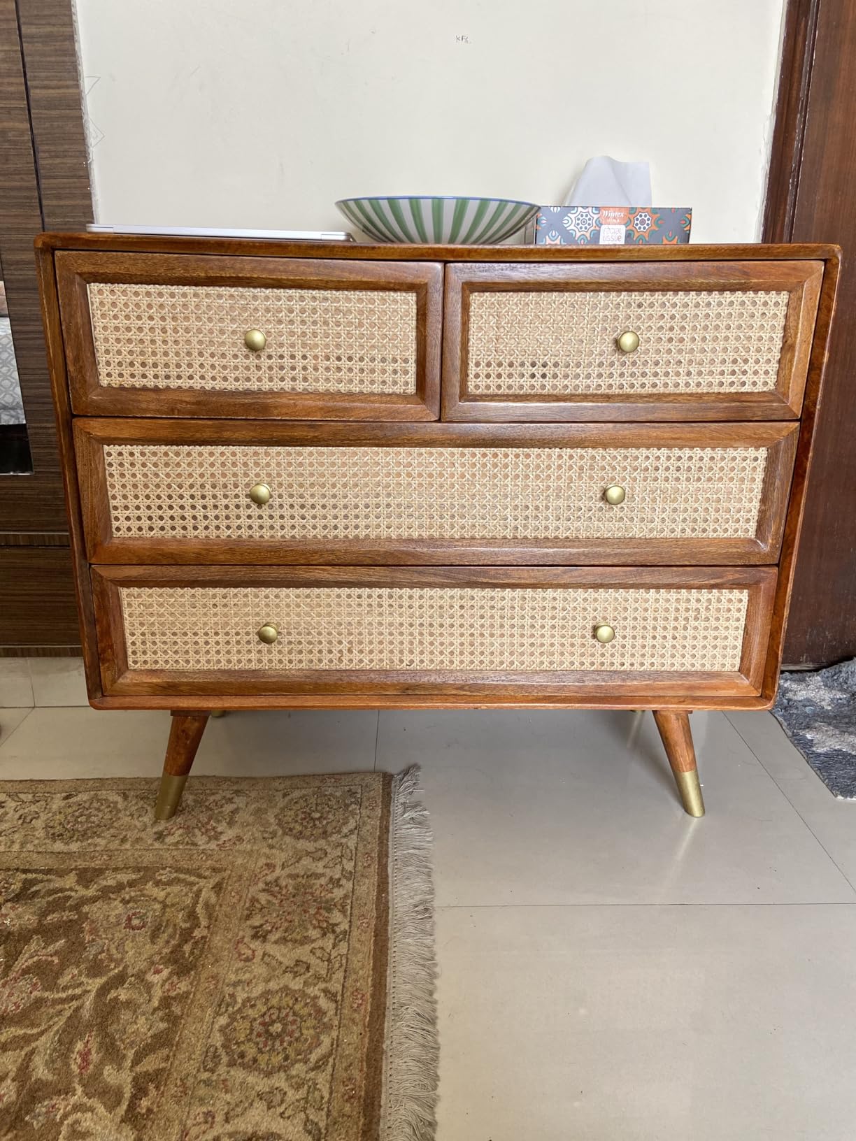 Rattan - Chest Of Drawer Sheesham Wood