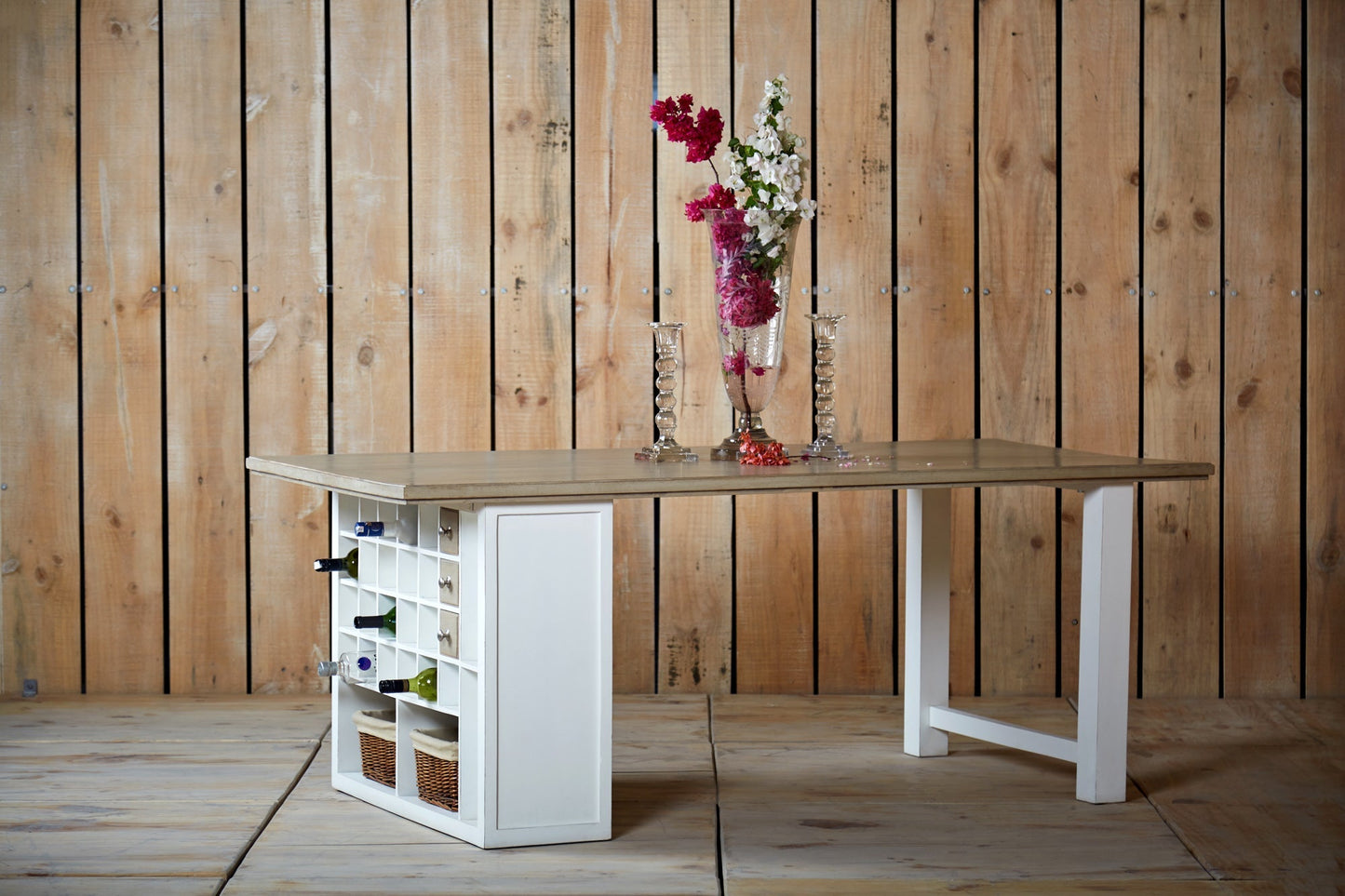 Blanca - Solid Wood Dining Table ( White Washed) Aesthetic Design