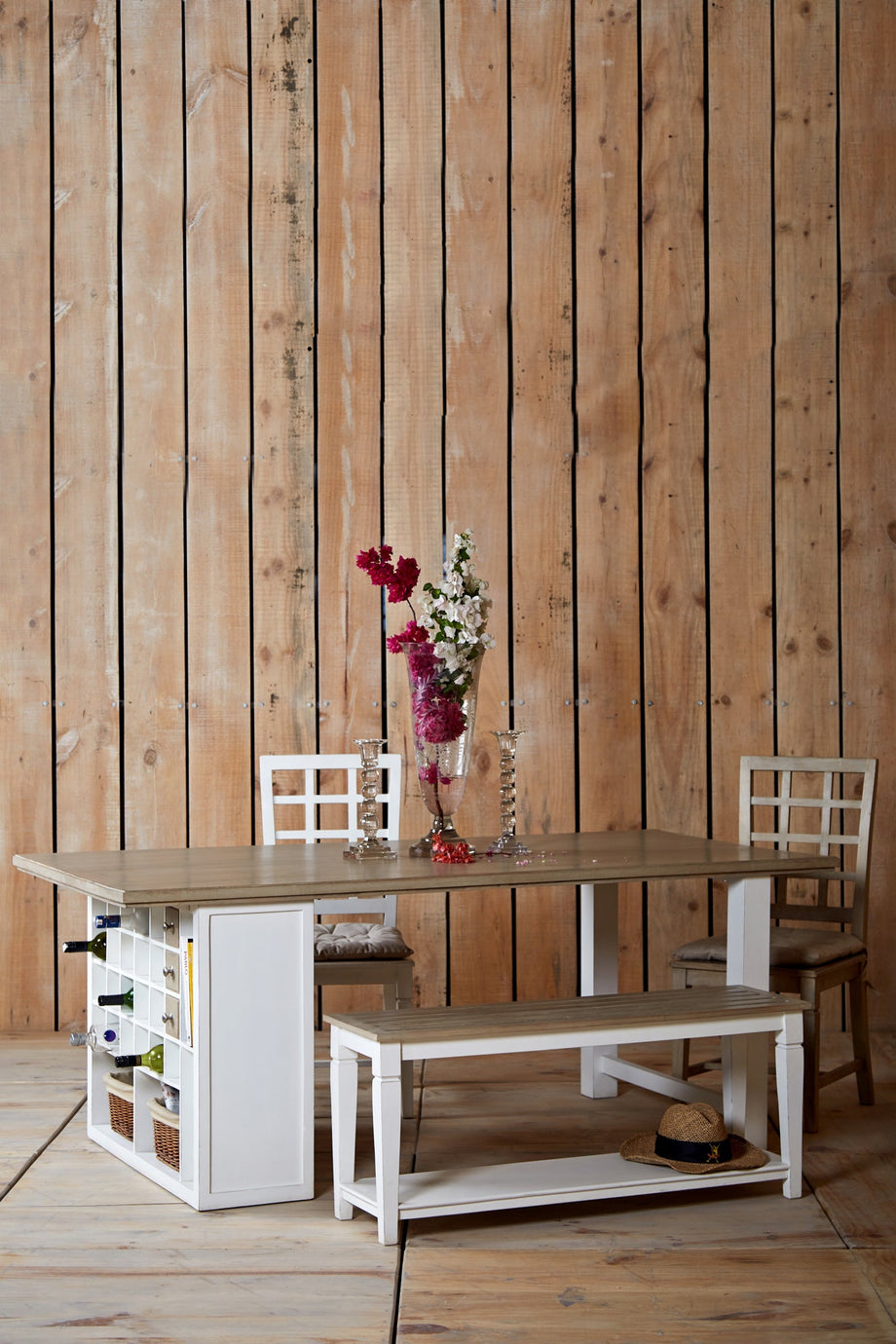 Blanca - Solid Wood Dining Table ( White Washed) Aesthetic Design