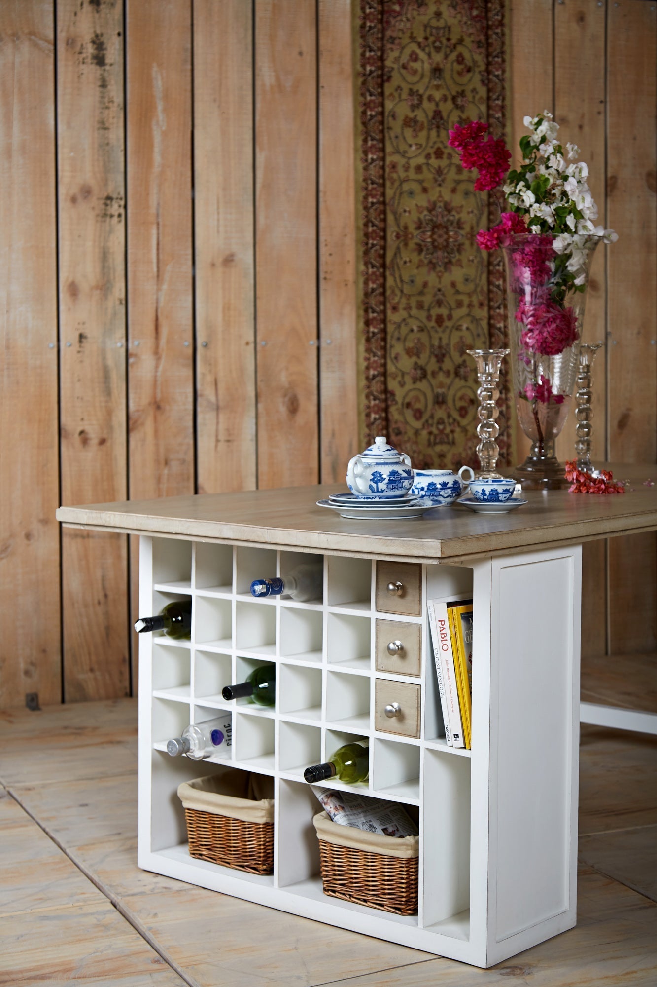 Blanca - Solid Wood Dining Table ( White Washed) Aesthetic Design