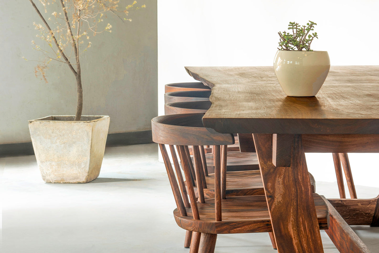 Ikigai - Japanese Style Live Edge Dining Table Set (With Chair)
