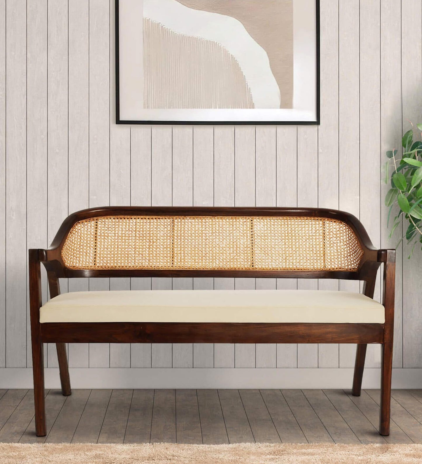 Rattan - Bench cum Sofa (Solid Wood Cane Work)