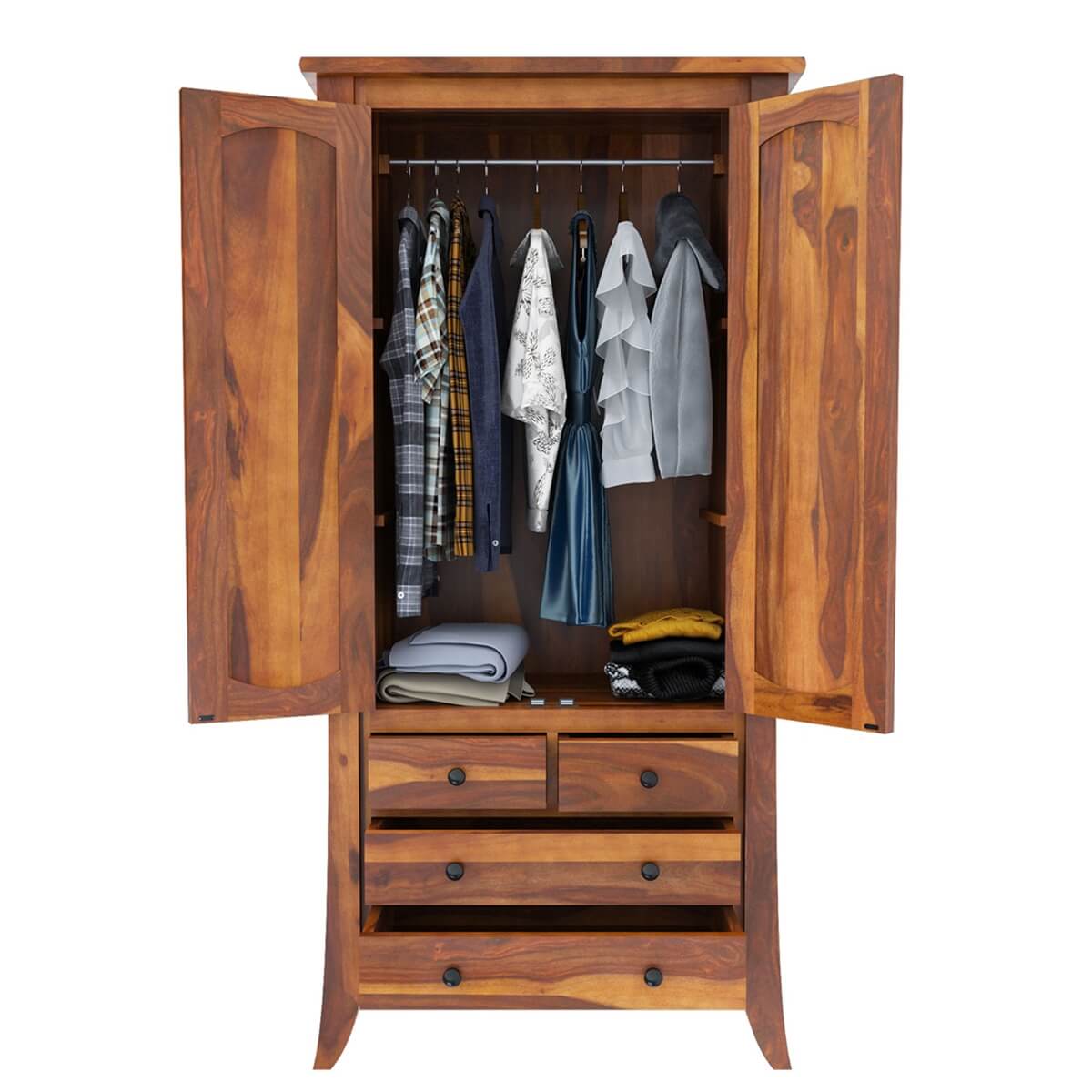 Harnoor - Solid Wood Wardrobe In Natural Finish