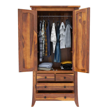 Harnoor - Solid Wood Wardrobe In Natural Finish