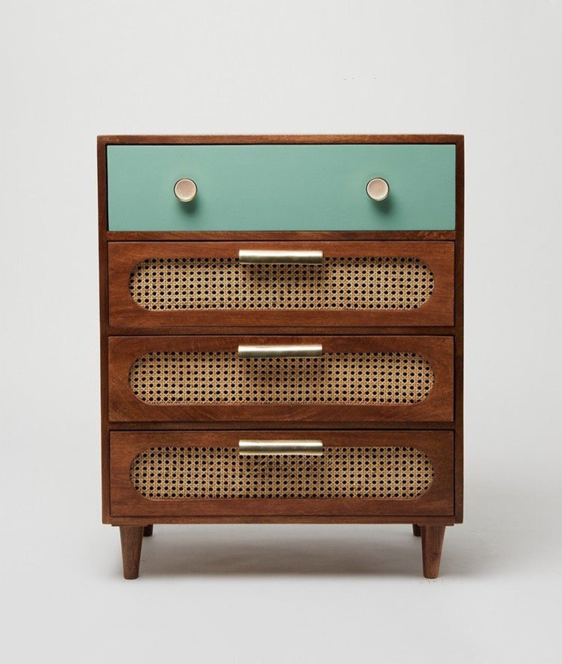 Rattan - Can work Solid Wood Chest of Drawer