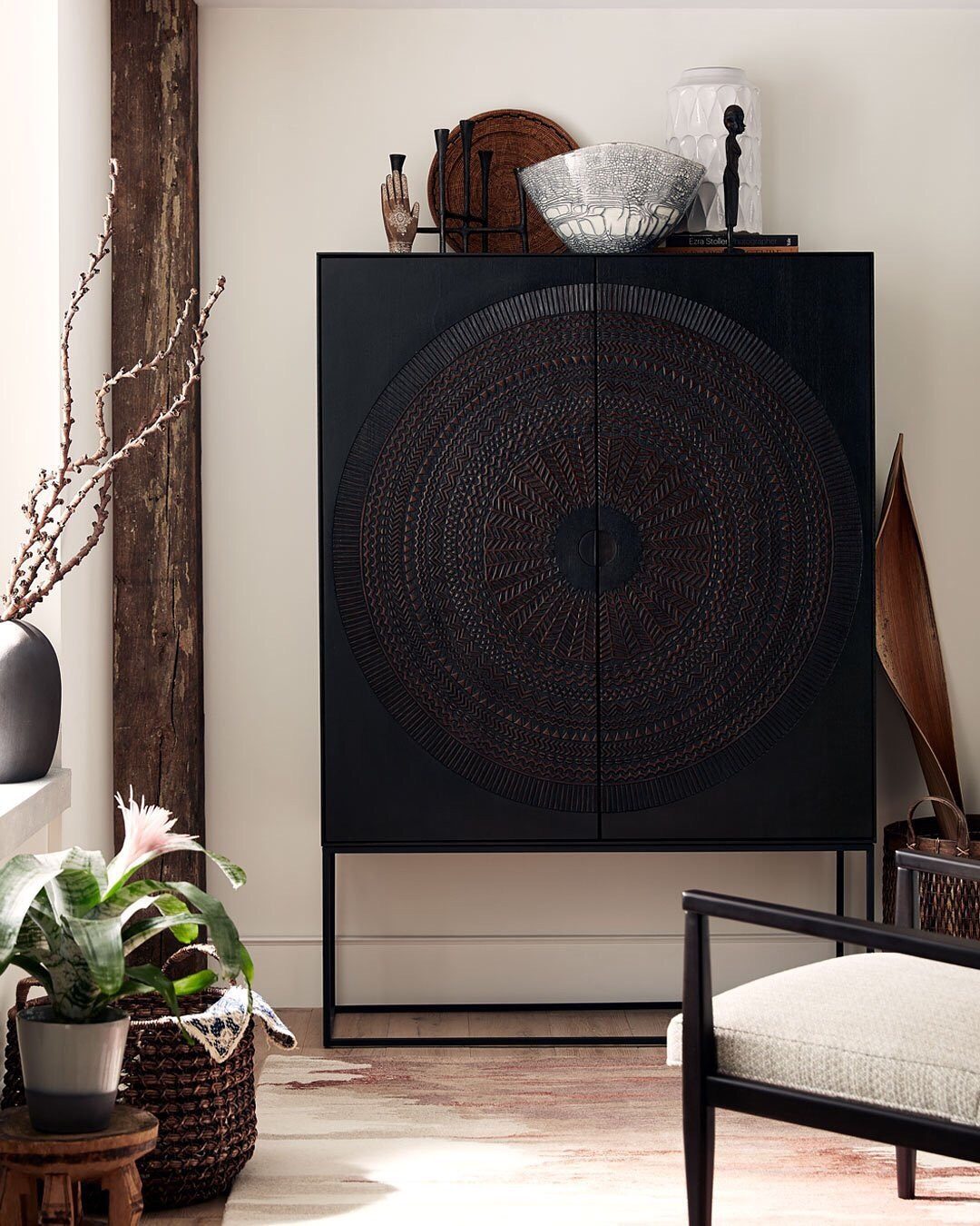 Harappan Hand-Carved Mango Wood Storage Cabinet