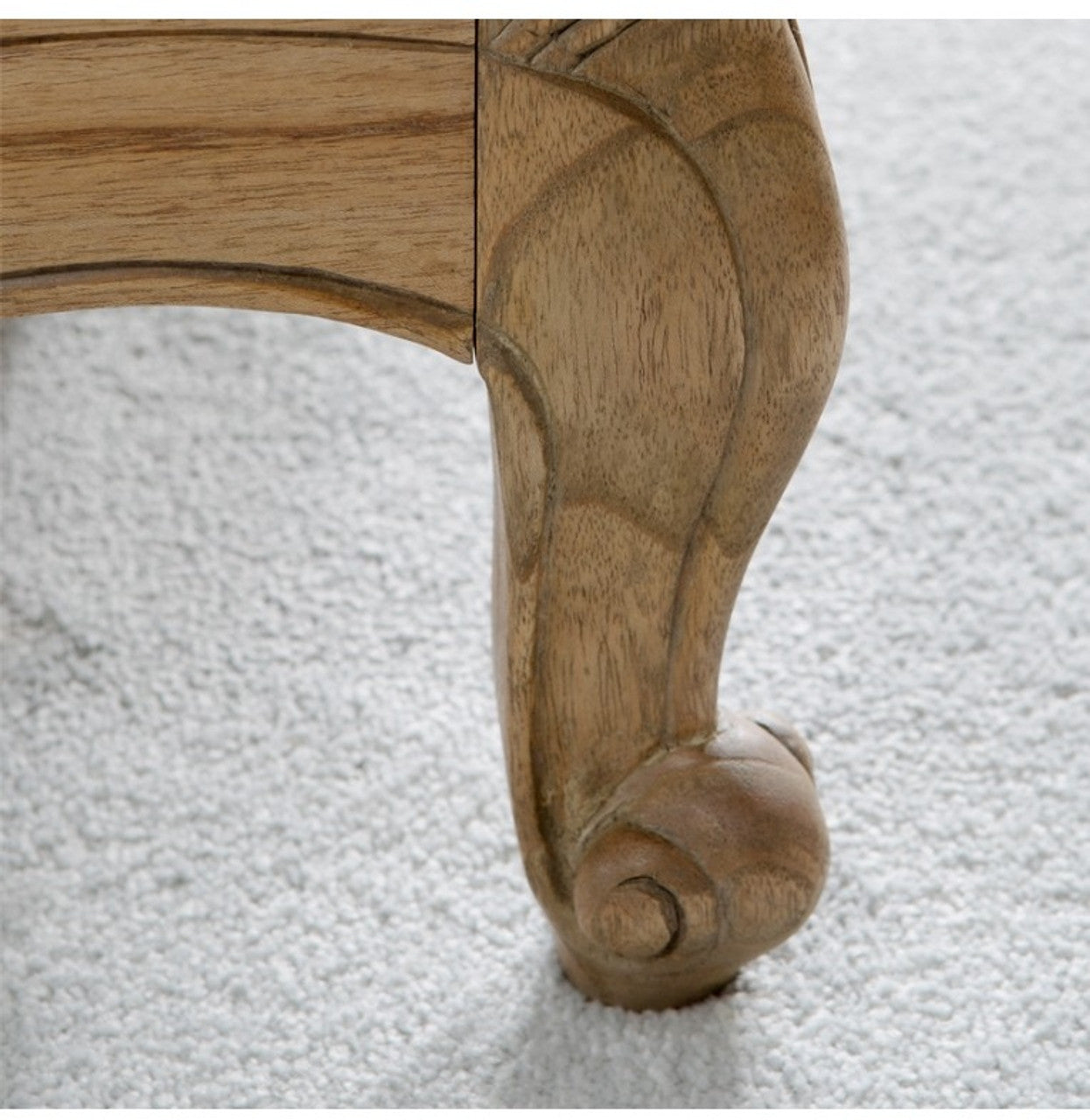 Jennifer – Wood Hand-Carved Natural Vintage Upholstered Bed