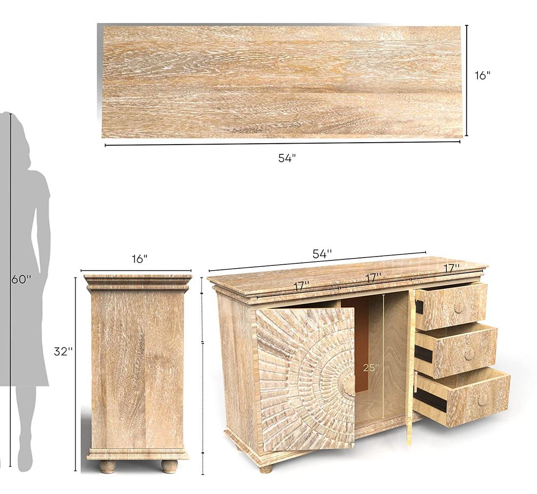 Rising Sun - Side Board (Solid Mango Wood)