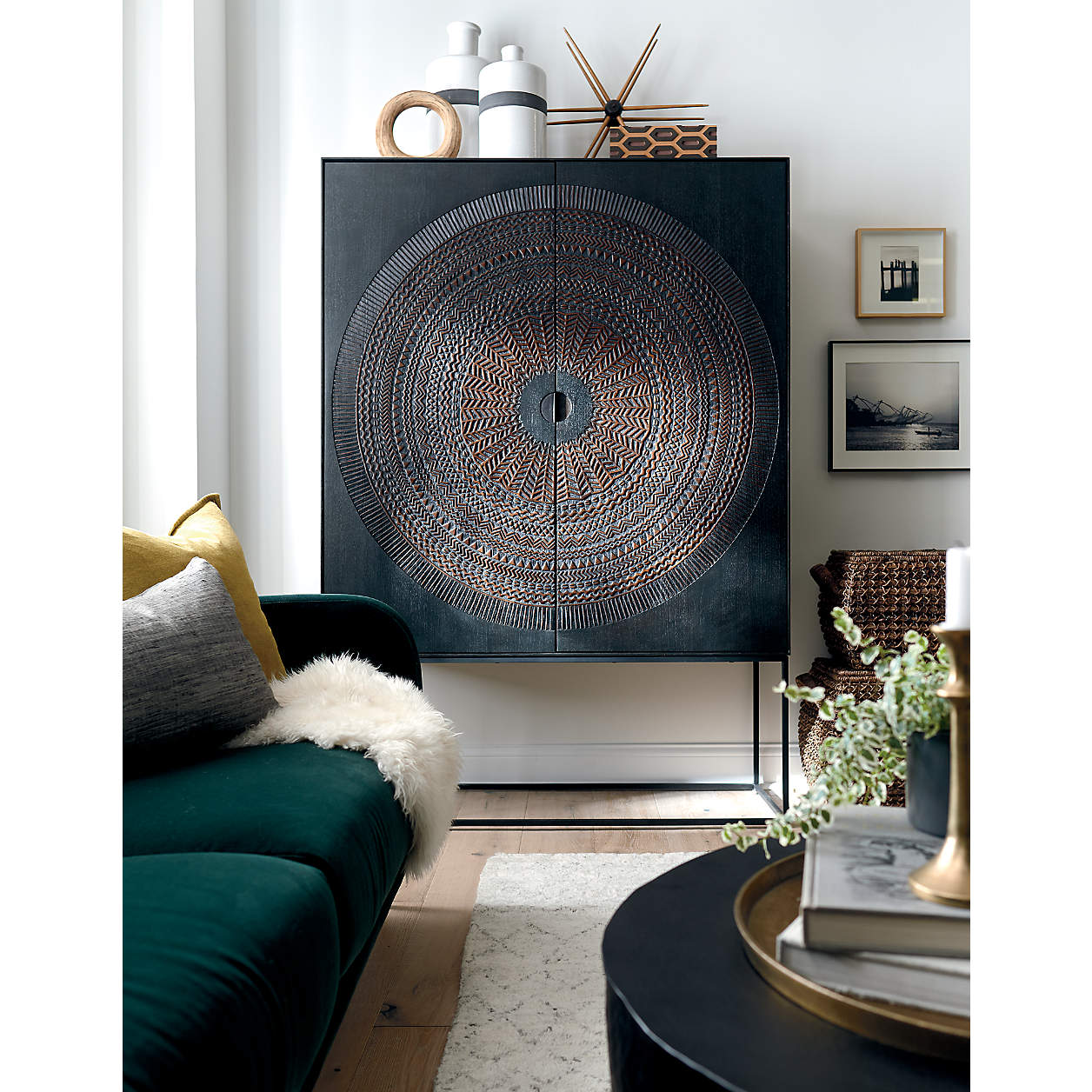 Harappan Hand-Carved Mango Wood Storage Cabinet