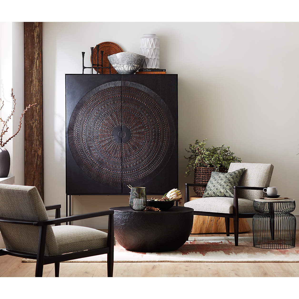 Harappan Hand-Carved Mango Wood Storage Cabinet