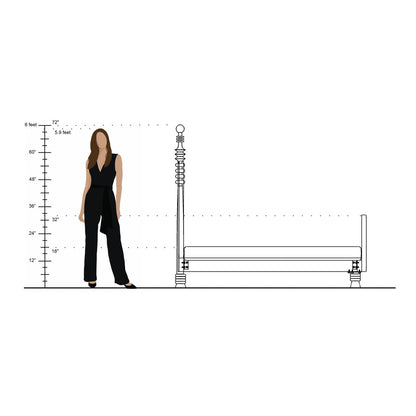 Apocalypse - Curved Headboard Solid Wood Bed (Rattan Design & Black Satin Finish)