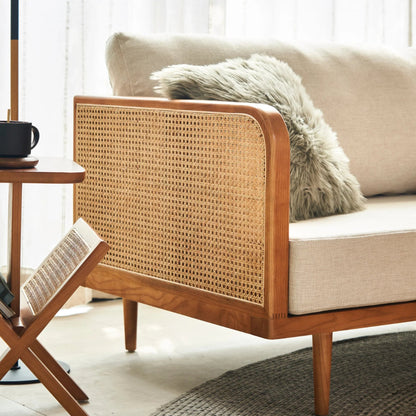 Elysian Ash Wood & Rattan 3 Seater Sofa – Timeless Craftsmanship, Everyday Comfort