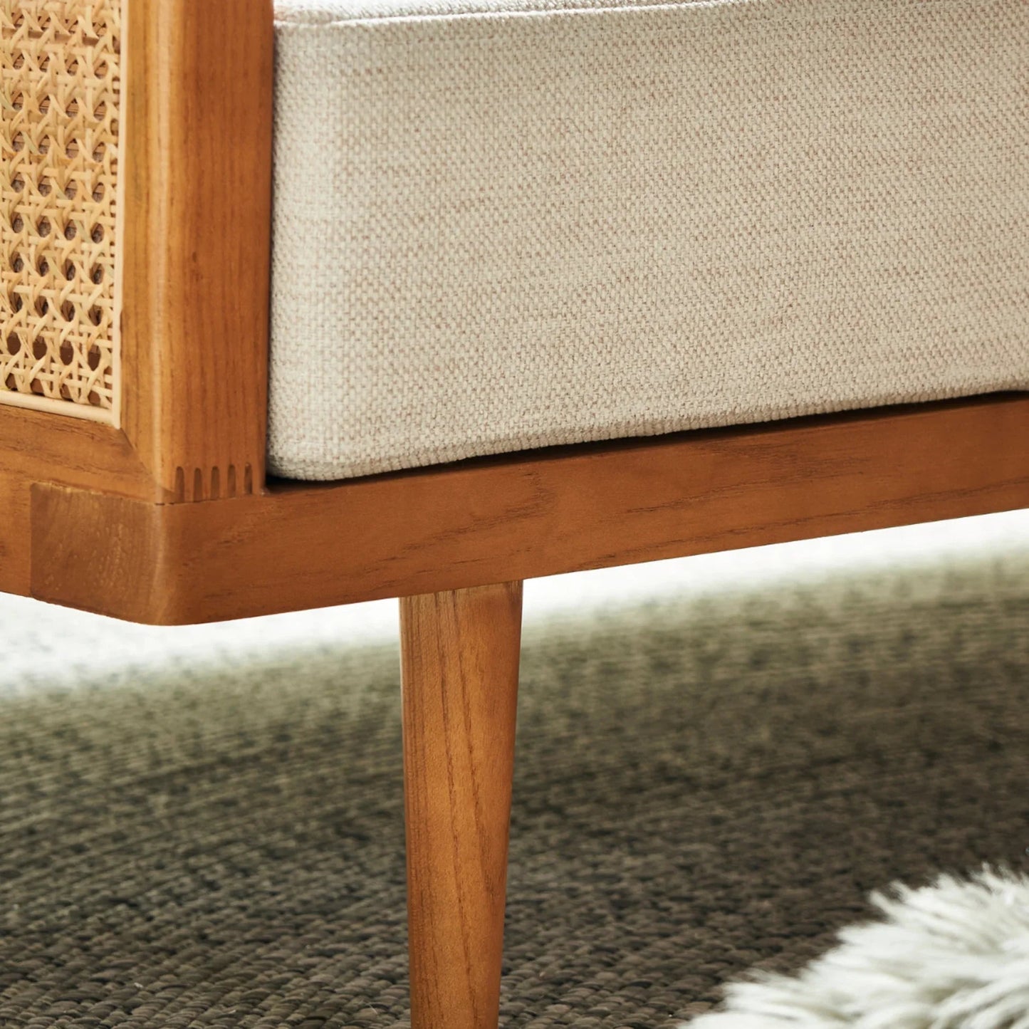Elysian Ash Wood & Rattan 3 Seater Sofa – Timeless Craftsmanship, Everyday Comfort