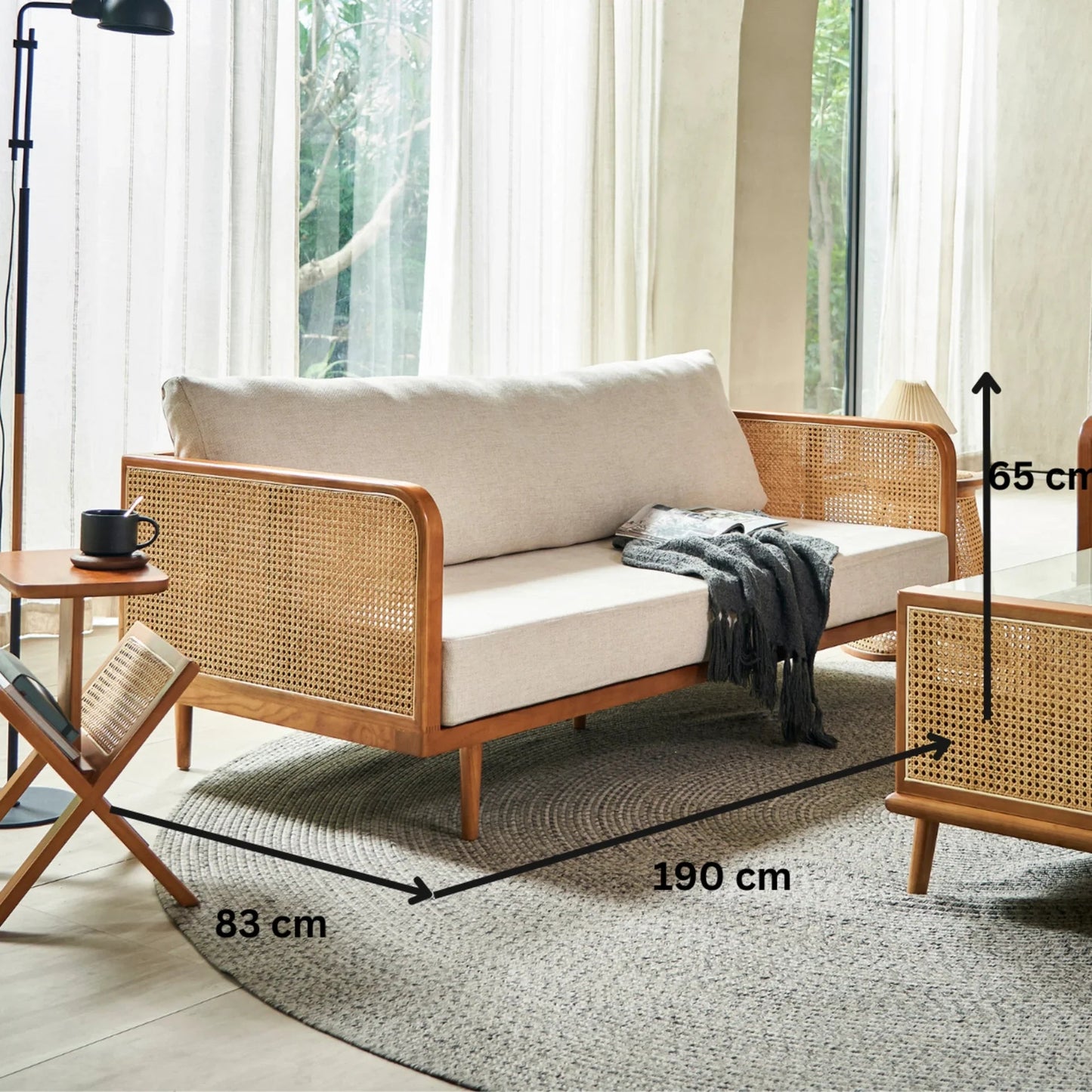 Elysian Ash Wood & Rattan 3 Seater Sofa – Timeless Craftsmanship, Everyday Comfort