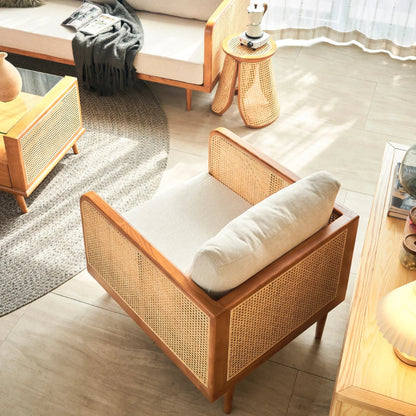 Elysian Ash Wood & Rattan 3 Seater Sofa – Timeless Craftsmanship, Everyday Comfort