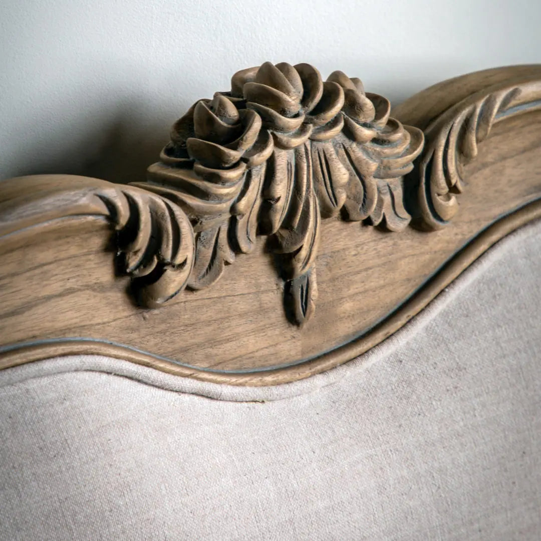 Jennifer – Wood Hand-Carved Natural Vintage Upholstered Bed