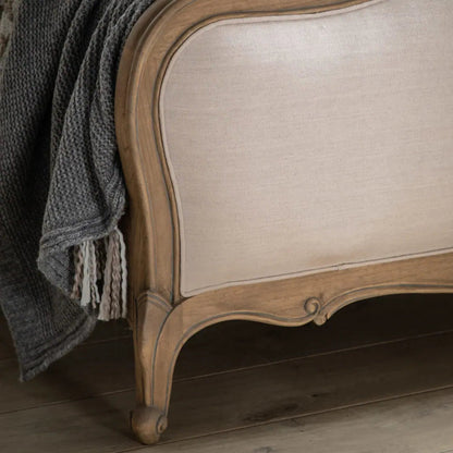 Jennifer – Wood Hand-Carved Natural Vintage Upholstered Bed