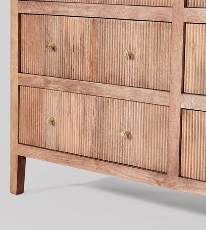 Hampton - Six-Drawer Chest of Drawers (Natural Oak-Stained Solid Mango Wood)