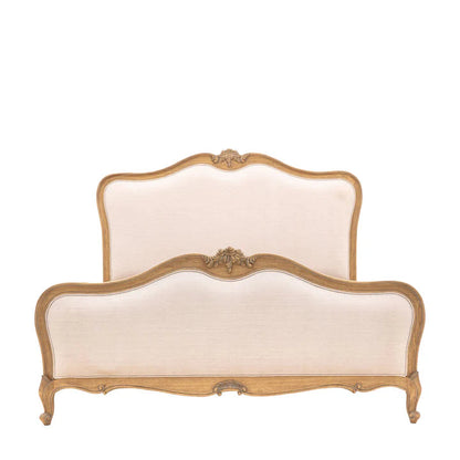 Jennifer – Wood Hand-Carved Natural Vintage Upholstered Bed