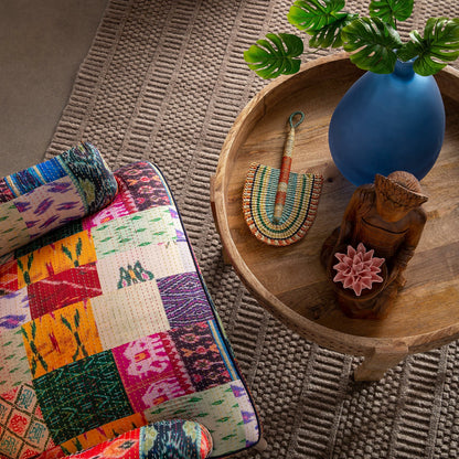 Boho-Vibe – Kantha Wing Accent Chair (Patchwork Design)