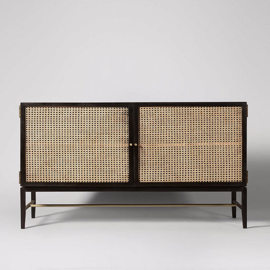 Medusa Wardrobe – Solid Wood Almirah with Rattan Panels & Greek Design Elegance