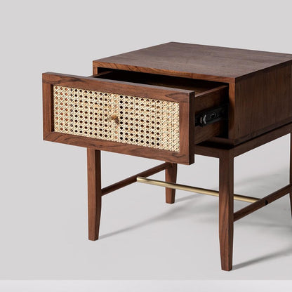 Medusa Bedside Table – Greek-Inspired Elegance in Solid Wood & Rattan