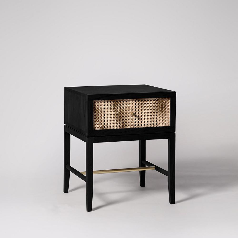 Medusa Bedside Table – Greek-Inspired Elegance in Solid Wood & Rattan