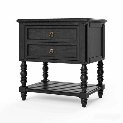Vincent - Bed Side Table Solid Sheesham Wood With Black Finish