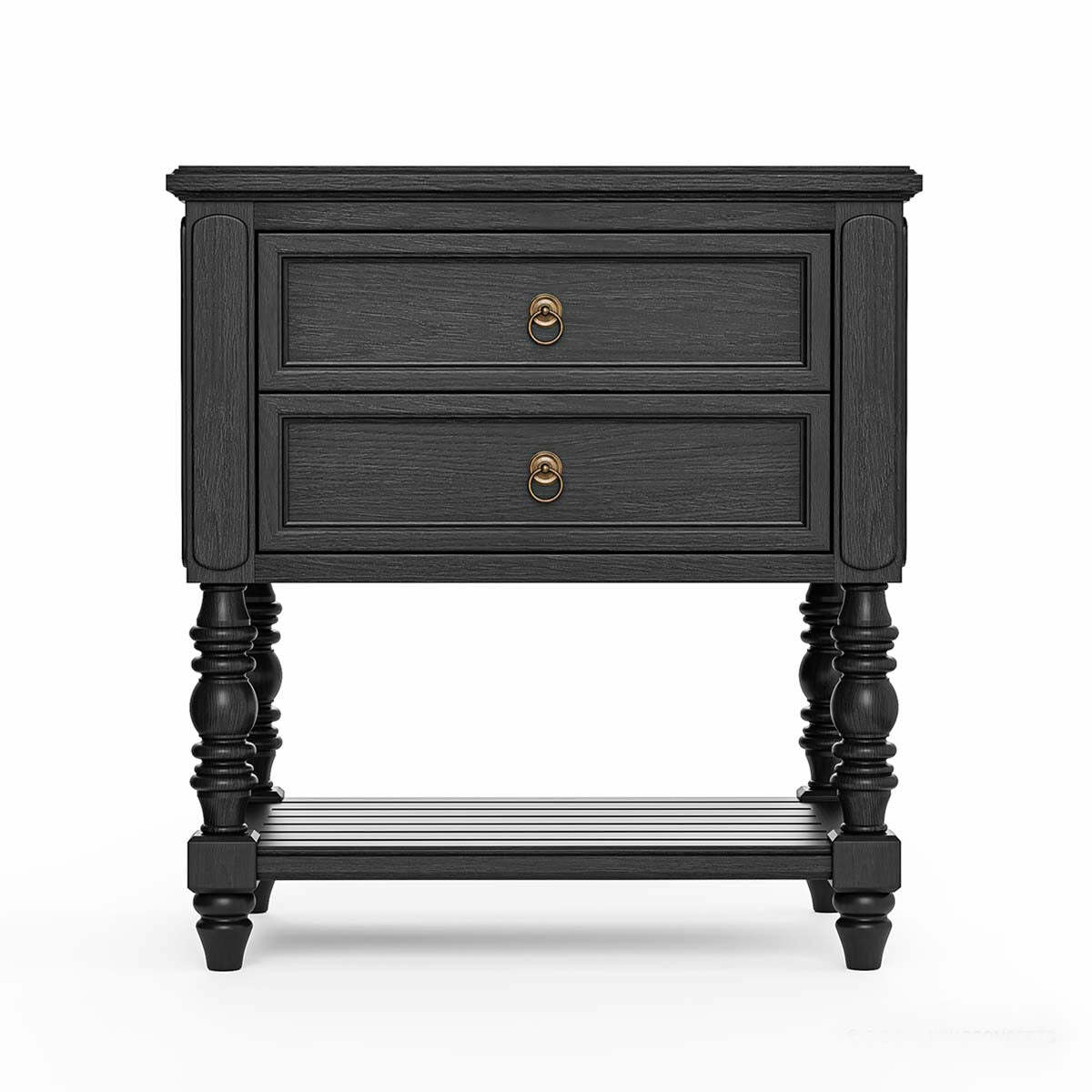 Vincent - Bed Side Table Solid Sheesham Wood With Black Finish