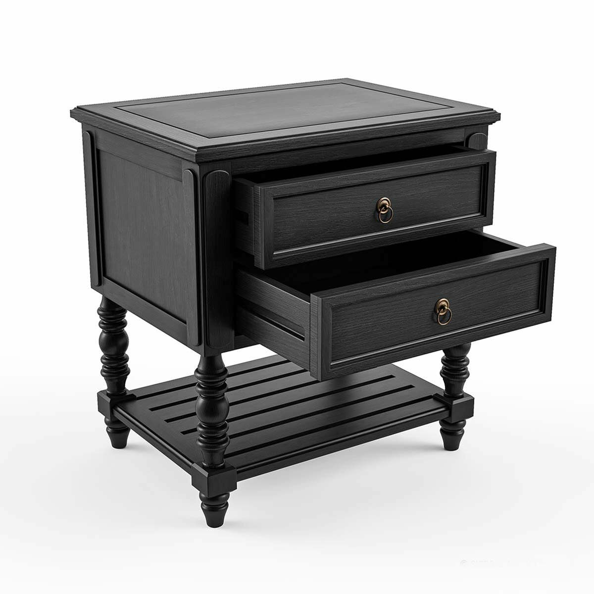 Vincent - Bed Side Table Solid Sheesham Wood With Black Finish