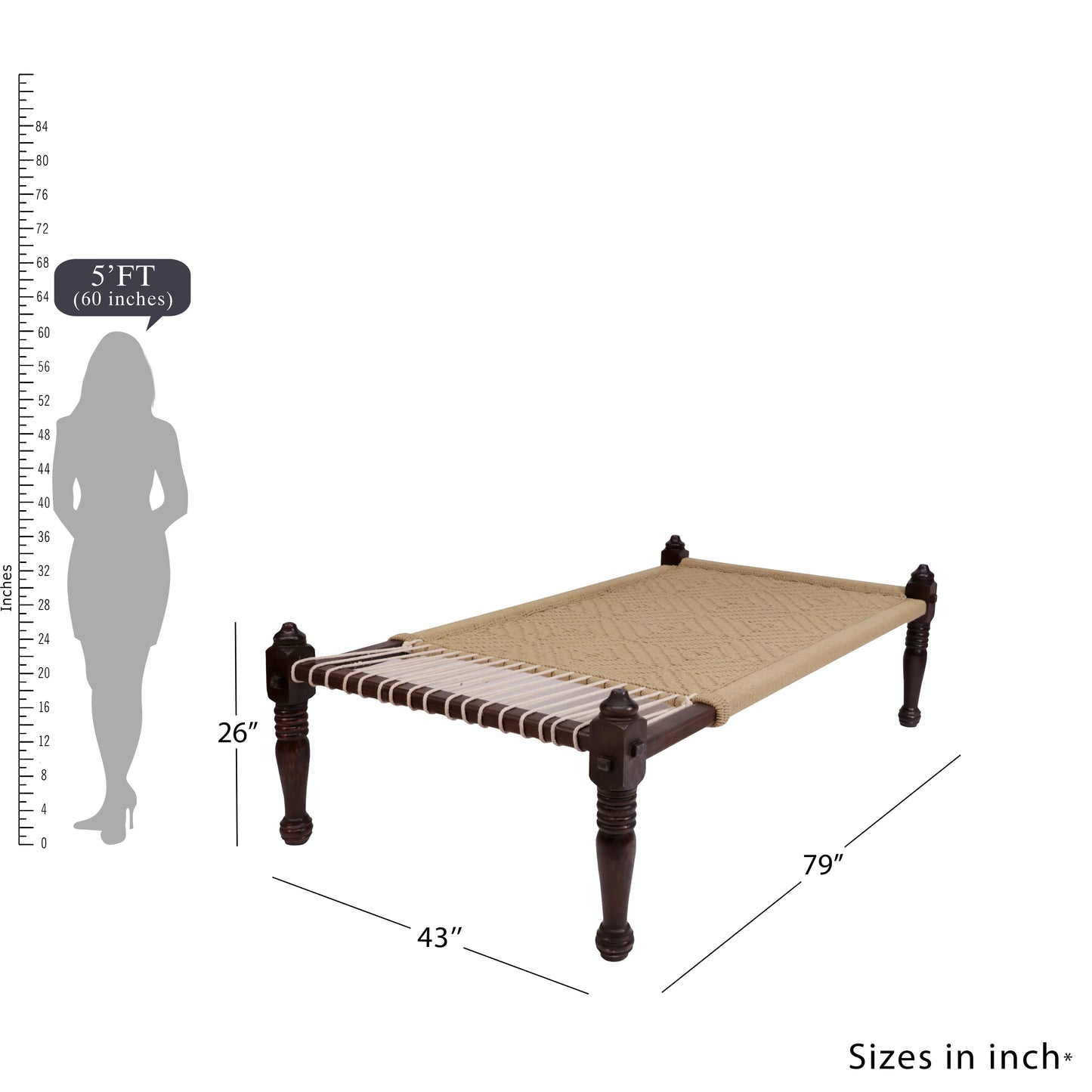 Indian Day Bed - Cot - Charpai - Khat - Manja