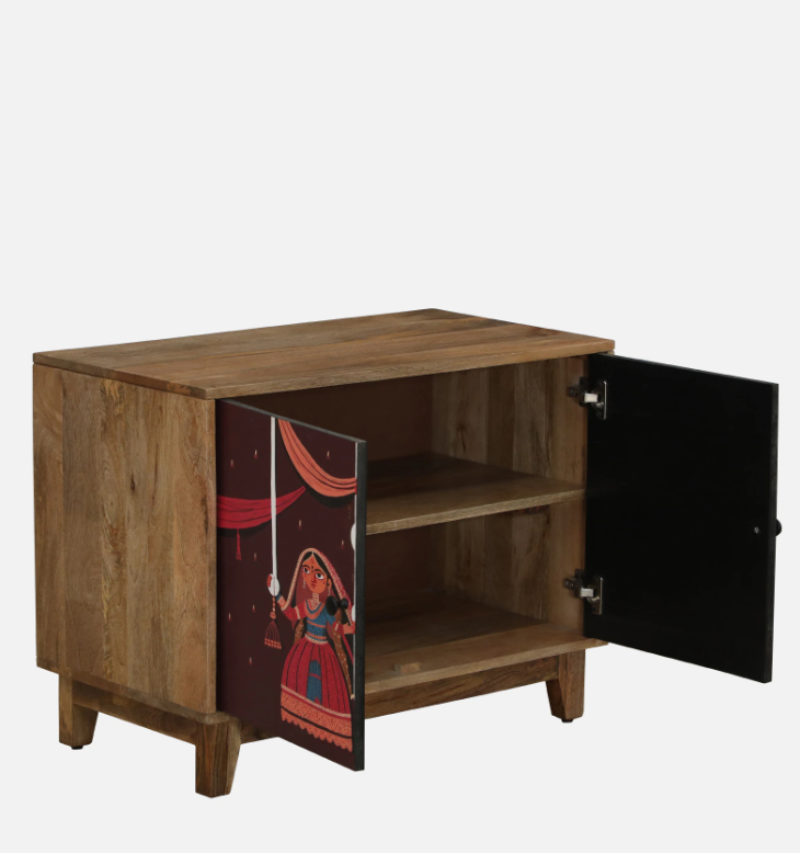 The Puppet – Traditional Rajasthani Hand‑Painted Mango Wood Cabinet