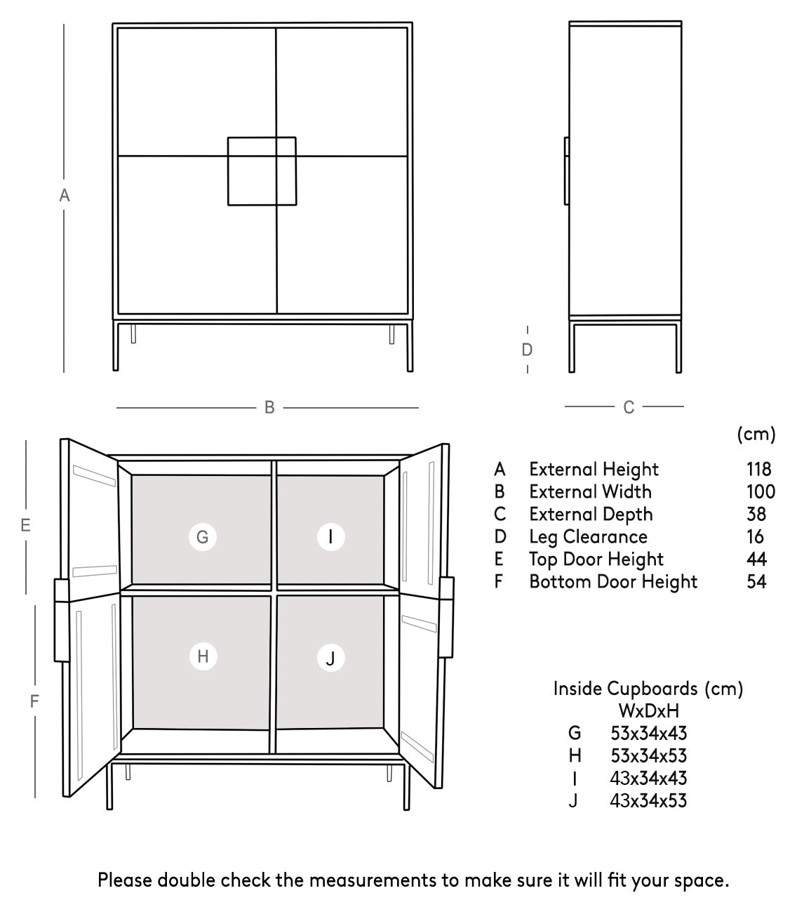 The Churchill - Solidwood Mango Wood Cabinet (Brass Filmed Handle)