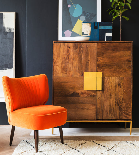 The Churchill - Solidwood Mango Wood Cabinet (Brass Filmed Handle)