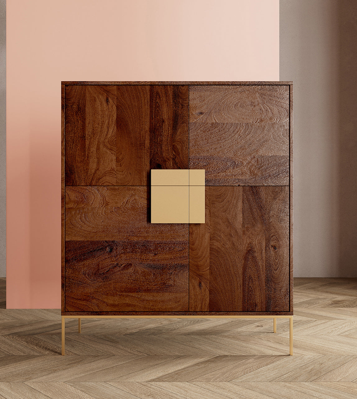 The Churchill - Solidwood Mango Wood Cabinet (Brass Filmed Handle)