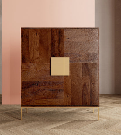 The Churchill - Solidwood Mango Wood Cabinet (Brass Filmed Handle)