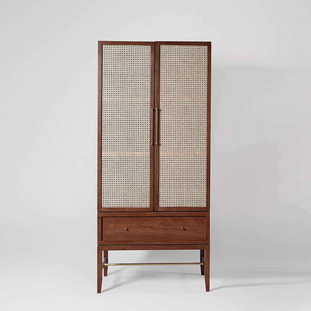 Medusa Wardrobe –  Solid Wood with Rattan Design (Cupboards)