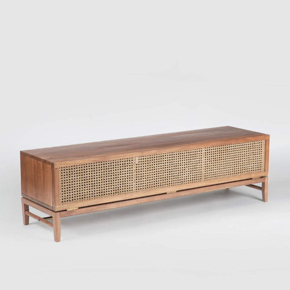 Medusa Large TV stand – Greek-Inspired Elegance in Solid Wood & Rattan