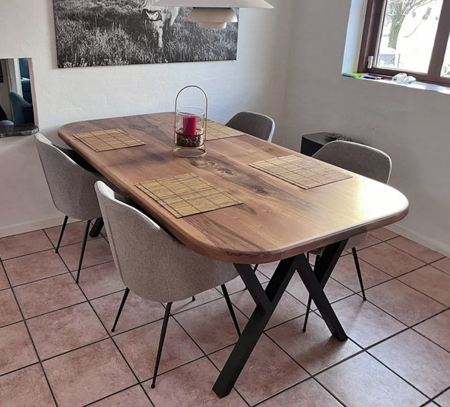 Mid Century - Live Edge Dining Table / Chair (Optional)