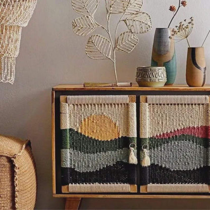 Fusion - Two Door Sideboard (With handwoven art design) - (Solid wood and organic rope)