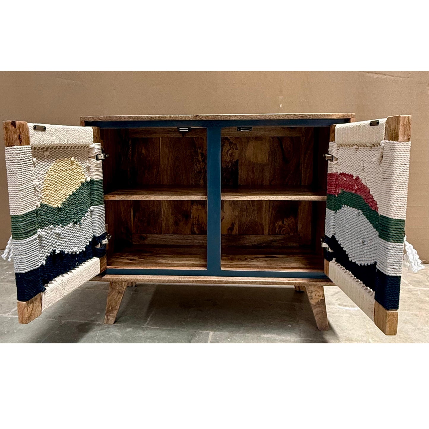 Fusion - Two Door Sideboard (With handwoven art design) - (Solid wood and organic rope)