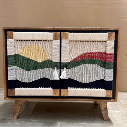 Fusion - Two Door Sideboard (With handwoven art design) - (Solid wood and organic rope)