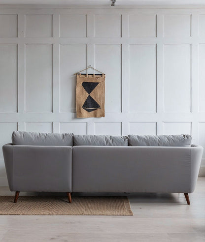 Stockholm Luxe Corner Sectional – Light Grey Velvet Chaise Sofa