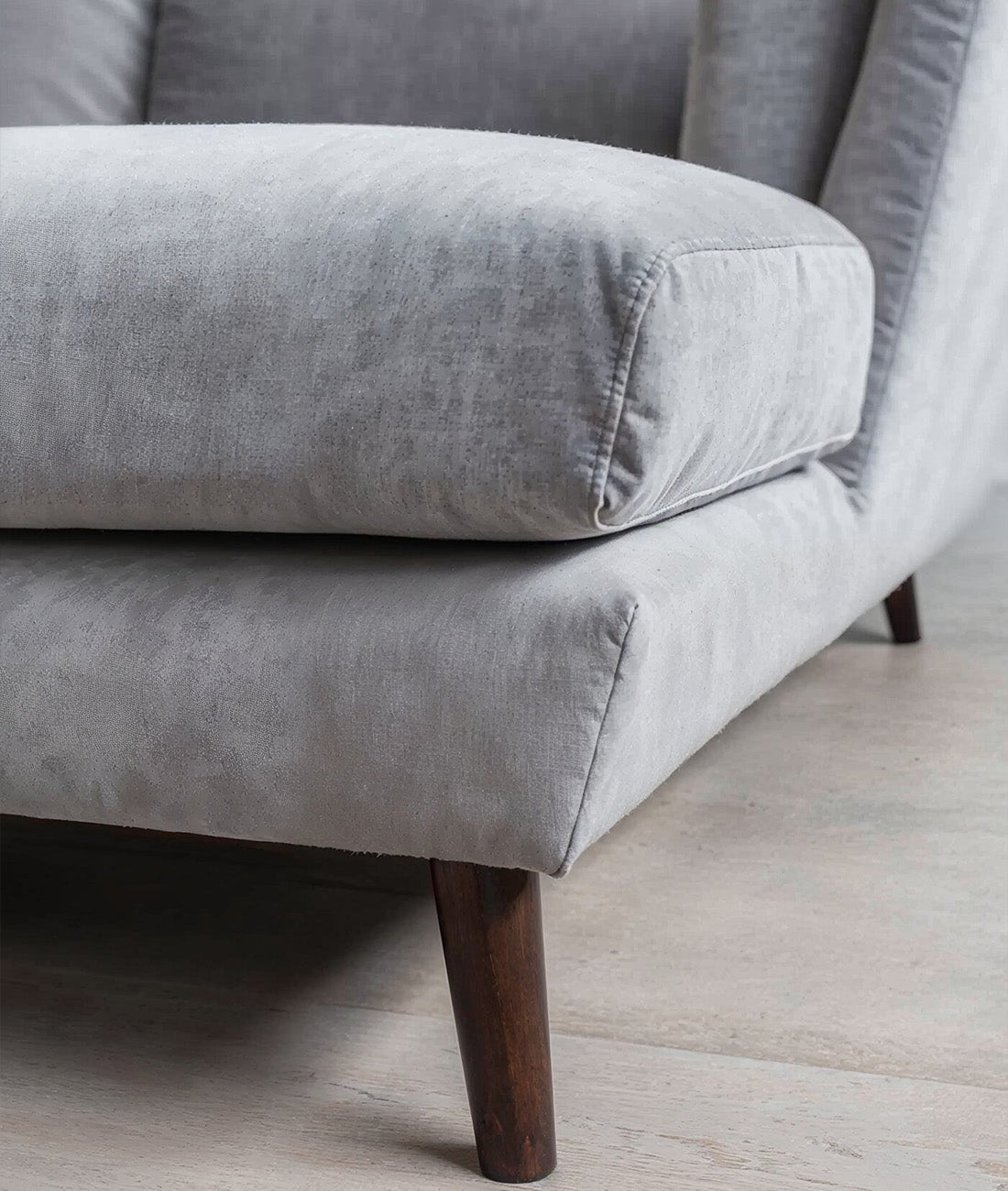 Stockholm Luxe Corner Sectional – Light Grey Velvet Chaise Sofa