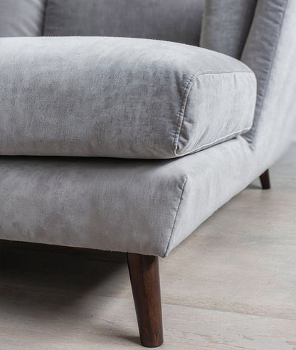 Stockholm Luxe Corner Sectional – Light Grey Velvet Chaise Sofa