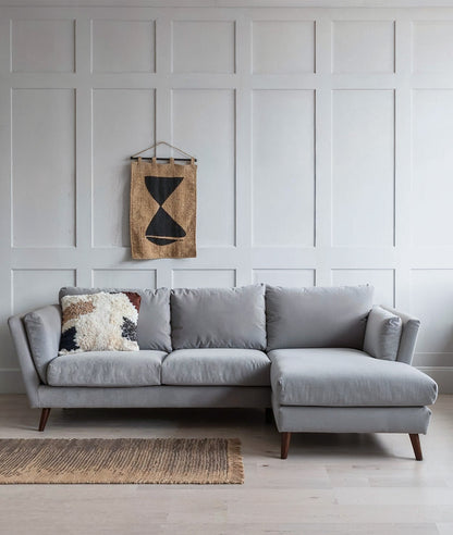 Stockholm Luxe Corner Sectional – Light Grey Velvet Chaise Sofa
