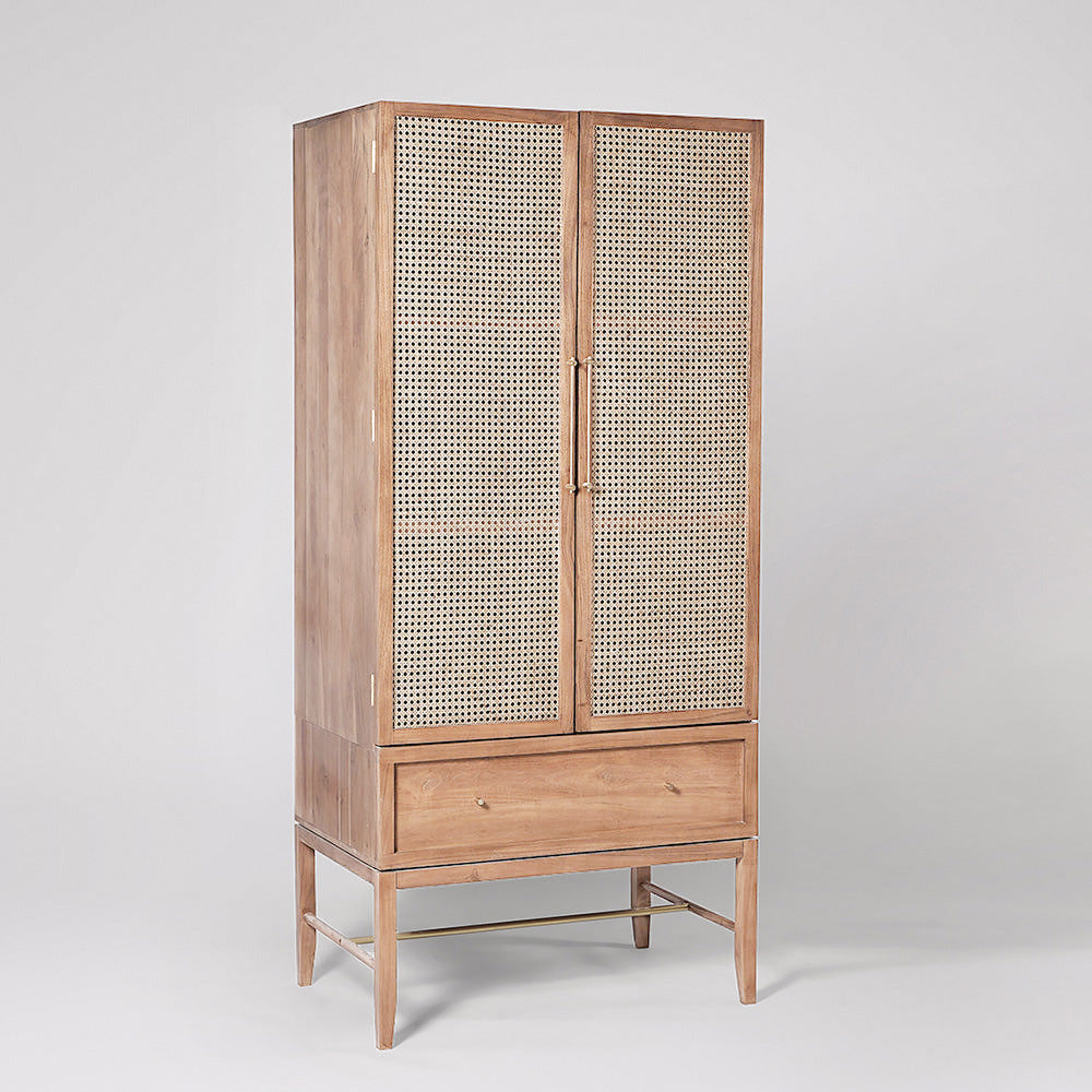 Medusa Wardrobe –  Solid Wood with Rattan Design (Cupboards)