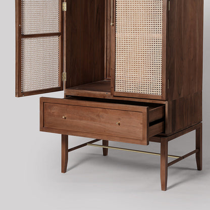 Medusa Wardrobe –  Solid Wood with Rattan Design (Cupboards)